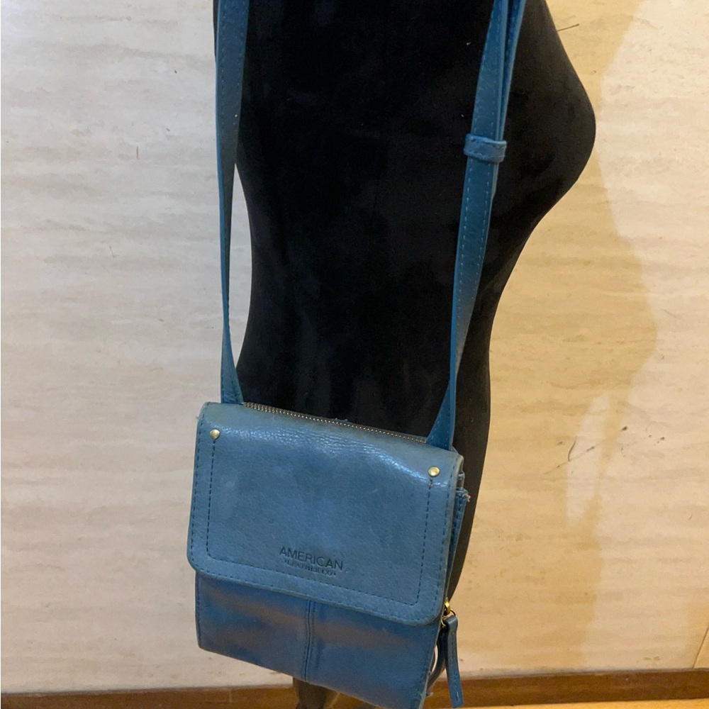 American Leather Co. Kansas Blue/Teal Crossbody Bag - Picture 3 of 15